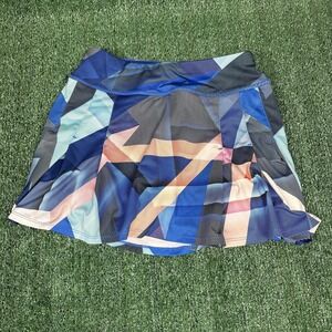 Athleta Geometric Pleated Blue‎ Tennis Skirt Womens Size Extra Small